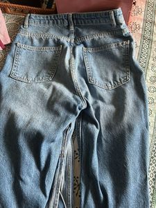 Women Mid Rise Blue Distressed Jeans