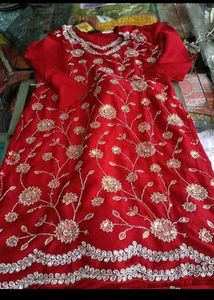 Red Embroidered Kurta Set