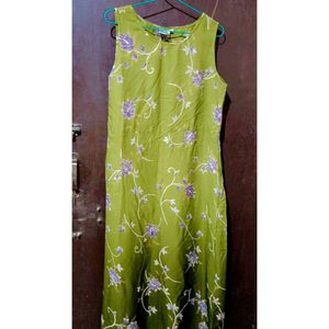 Olive Green Floral Dress