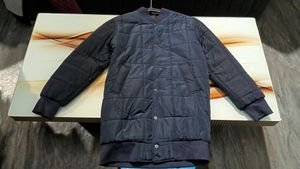 Navy Quilted Bomber Jacket