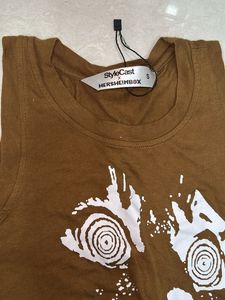 Brown Graphic Crop Top