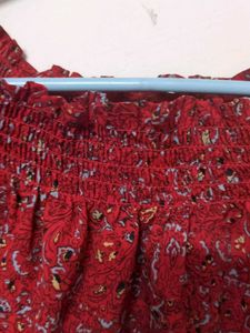 Red Paisley Off-Shoulder Top