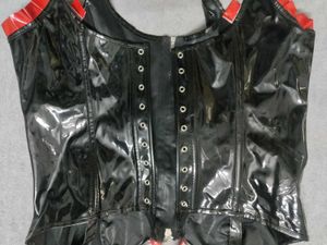 Black And Red Trim Vinyl Corset