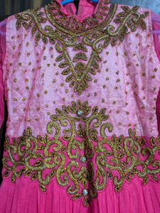 Pink Embroidered And Diamond Set