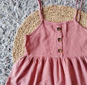 Pink Button-Front Dress