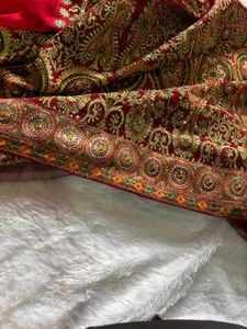 Elegant Red Embroidered  Saree🥰