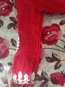 Red Embroidered Kurta