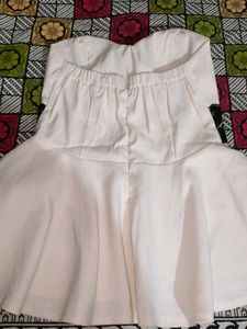 White Lace Trim Strapless Top