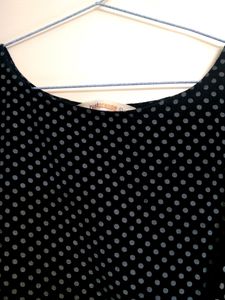 Black Gathered Cotton Top In Size L