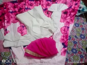 Pink N White Skirt With Top