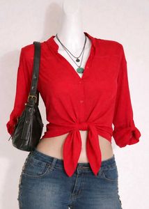 Sheer Red Button-Down Shirt❤️