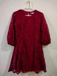 Burgundy Lace Mini Dress