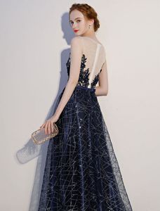 Navy Blue Banquet Evening Dress