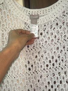 White Knit Openwork Top