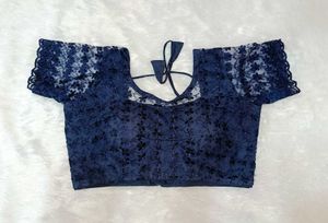 Navy Blue Floral Lace Blouse