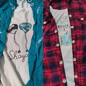 Layered Top & Flannel Set