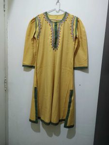 Embroidered Yellow Kurta And Pajama set