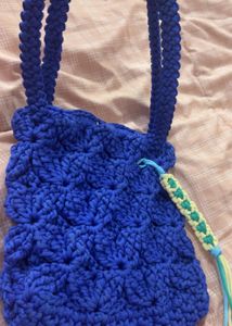 Blue Crocheted Bag