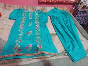 Teal Embroidered Salwar Suit