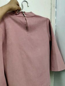 Chic Pink Mock Neck Top