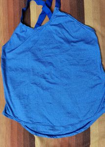 WBX Women Dri Fit Cross Back Blue Tank Top