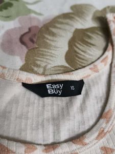 Easybuy women beige heart printed Tank top