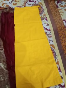Maroon Mustard Banarasi Silk Saree With Petticoat