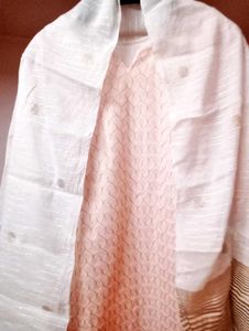 Pink Patterned Kurti With Pant And Dupatta