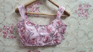 Pink Sleeveless Sequence Blouse