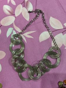 Silver Chain Belt/necklace &amp; Necklac 3 In 1 Combo
