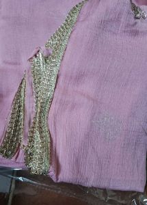 Deepavali    sale pink cotton stone work churidar