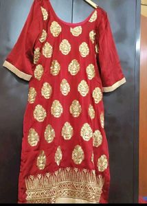 Rust Party Wear Plazo Suit &amp; Dupatta For 44 Bust