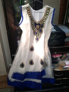 Beautiful Blue  And WHITE KURTI STYLE DRESS