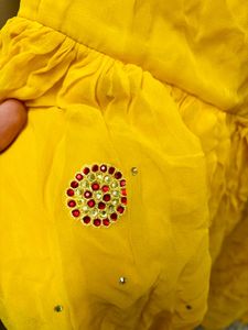 Yellow Embellished Blouse And Sharara Pants