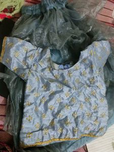 Blue and Gold Embroidered Blouse