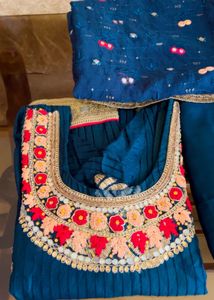 Elegant Teal blue  Embroidered Kurta set