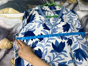 Floral Blue Kurta Set For Women