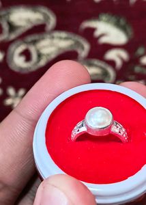Pure 92.5 Hallmark Pearl Silver Ring