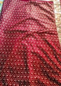 Red &amp; Gold Embroidered Fabric Saree