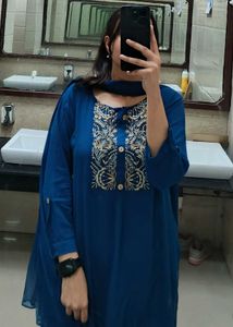 Teal Embroidered 3 Piece Suit
