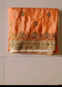 Festive Peach &amp; Cream Color Saree