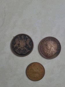 Quarter Anna 1835, One Paise 1951,George KING