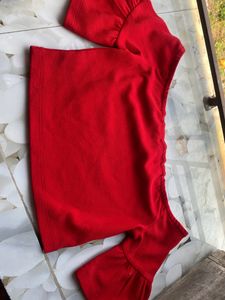 Very Elegant Red Off Shoulder Crop Top