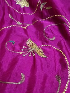 Pink Blue Saree With Sequins Lightweight