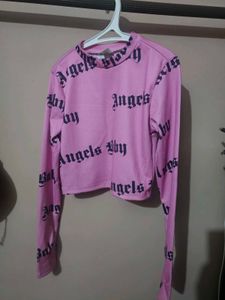 Angels by Baby Pink Longsleeve Crop Top