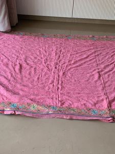 Lovely Peach sari with overall thread work