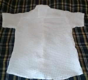 Asthatic White Textured Short Sleeve Shirt For Men