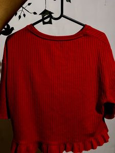 Red Ruffled Top