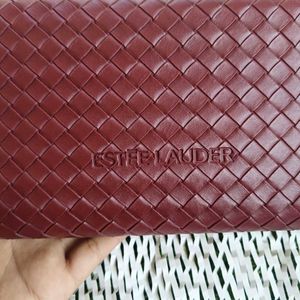 Estee lauder Burgundy Woven Chain Crossbody Bag
