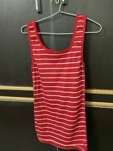 Red &amp; White Striped Tank Dress